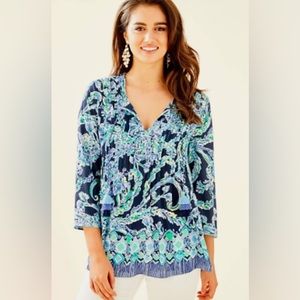 Lilly Pulitzer Marilina Tunic- Scuba Doo High Tide Navy
